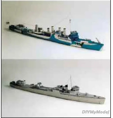 DIYMyModeI HMS CAMPBELTOWN 1:400, bricolaje, artesanal, Kit de modelo de papel hecho a mano, rompecabezas de juguete, regalo, utillaje de pel&iacute;cula-0