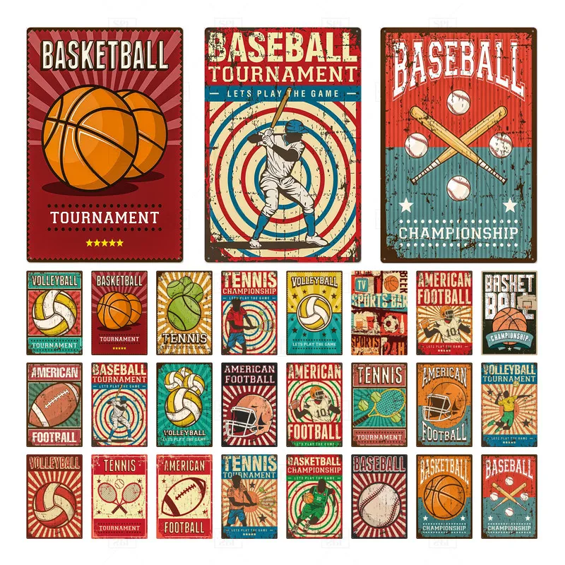 Футбол Баскетбол фотообои в стиле ретро искусство Декор мужская пещера домашний