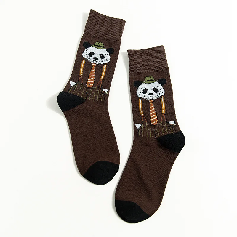 Panda coffee Уличная одежда, скейтборд, забавные мультяшные животные, новинка, зимние спортивные женские хлопковые носки, теплые короткие счастливые носки для женщин и мужчин - Цвет: Panda coffee