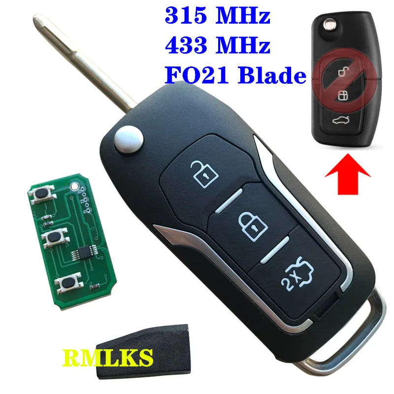 

433mhz Modified Car Remote Key DIY for Ford Fusion Focus Mondeo Fiesta Galaxy HU101 Blade Vehicle Flip Key 4D63 40Bit 80Bit Chip