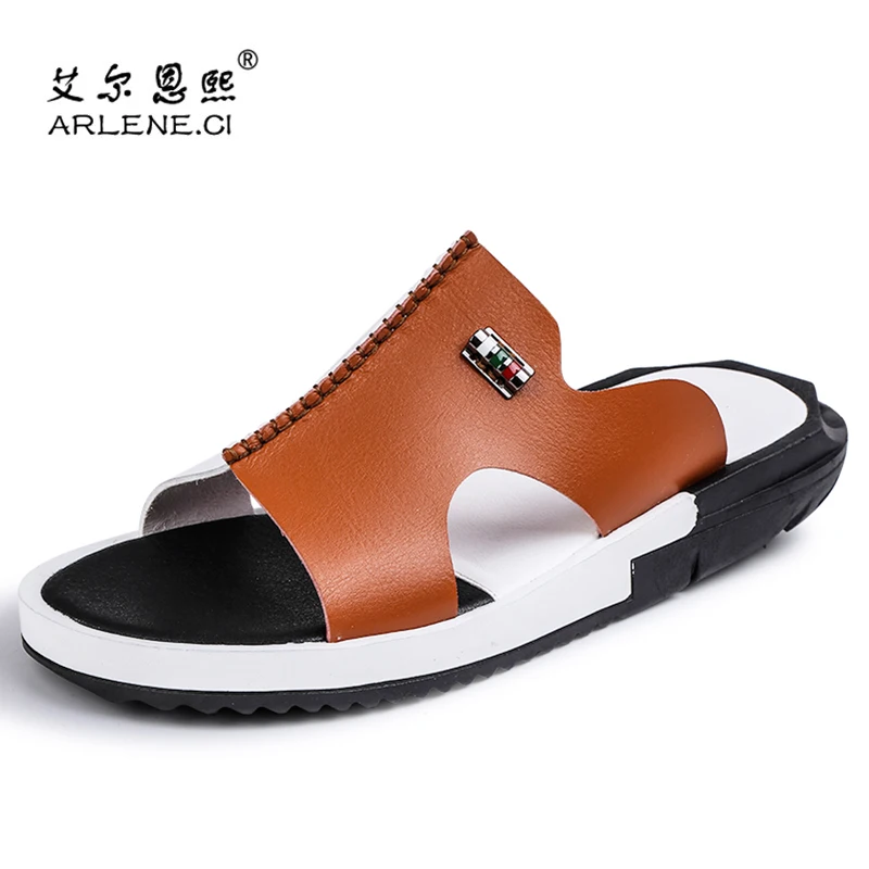 Мужские летние тапки слипперы популярные сандалии модные вьетнамки из