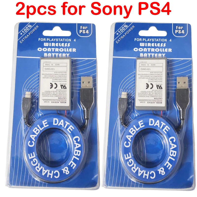 

2pcs 3.7V 2000mAh KCR1410 Rechargeable Li-Ion Batteries for Sony PlayStation 4 PS4 Wireless Controller KCR1410 Battery+USB Cable