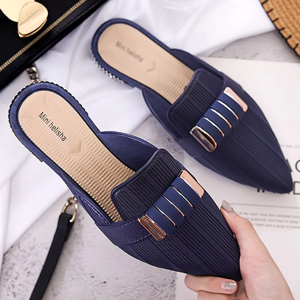 Женские уличные тапочки с острым носком Повседневная пляжная обувь для прогулок