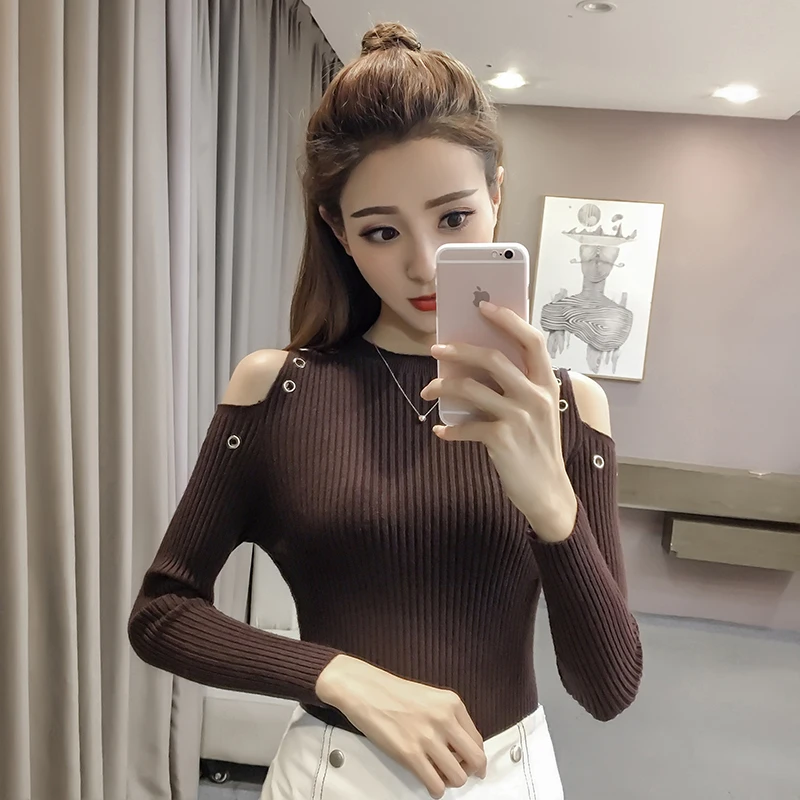 COIGARSAM Повседневная полосатая блузка женская новая весенняя Вязаная блуза с