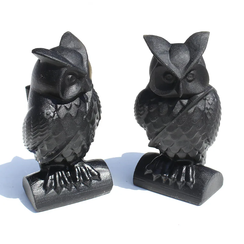 

1 Pcs Natural Black Obsidian Crystal Owl For Home Decor