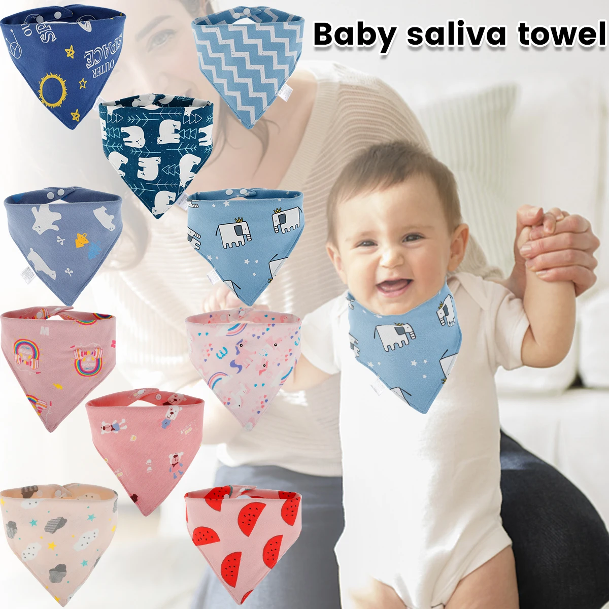 

Triangle Baby Bibs scarf Cotton Cartoon Child Baberos Bandana Bib Babador Dribble Bibs Newborn Slabber Absorbent Cloth Bib