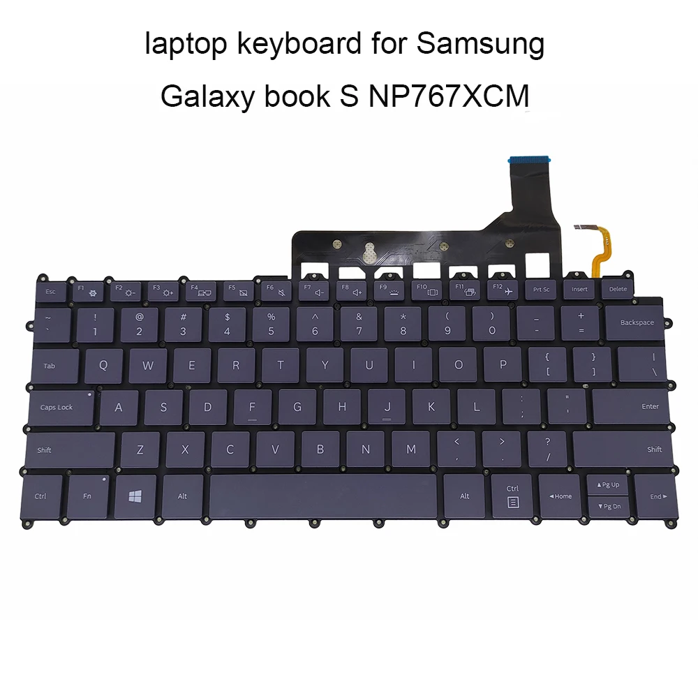 Запасные клавиатуры для Samsung Galaxy book S NP767XCM английская клавиатура с синей