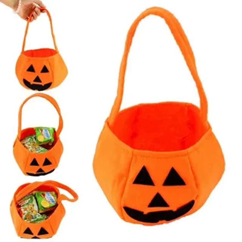 

Children's pumpkin trick or treat storage bag candy bag trophy party Halloween candy storage bucket portable toy gift