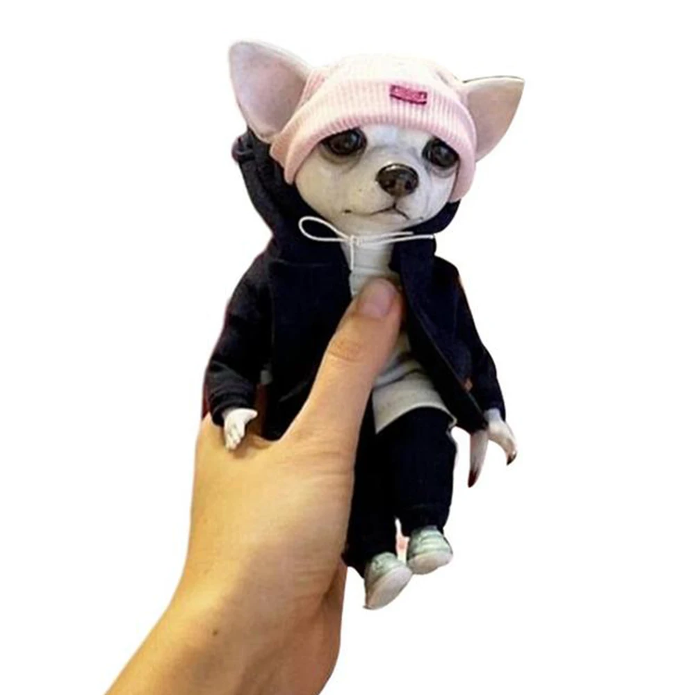 

New Simulation Dog Ornaments Furniture Mini Resin Standing Puppy Plush Toy Chihuahua Cute Animal Clay Doll for Home Decor