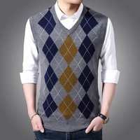 new brand sleeveless sweater mens pullover vest v neck slim fit jumpers knitting autumn casual clothing mens sweaters homme