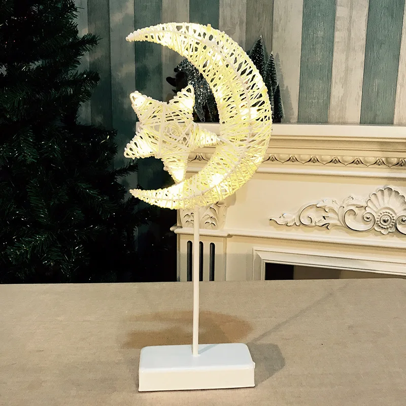 

Christmas LED Table Lamp Handmade Modeling Lights Christmas Wrought Iron Woven Night Light Party Decor Light 5AA Battery