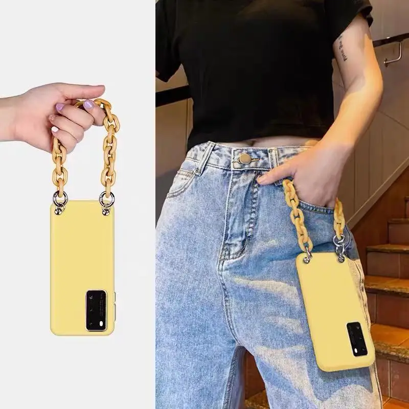 

Роскошный чехол Whtie ожерелье ремешок браслет цепочка для Huawei P30 P40 P20 PRO Plus Honor 9X 8X 20 pro Мягкий силиконовый чехол 2021