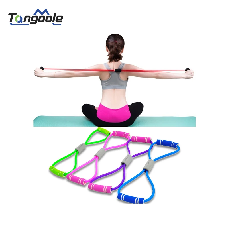 

Yoga Gum Fitness Resistance 8 Word Chest Expander Rope Workout Muscle Fitness Rubber Elastic Bands for Sports Exercise