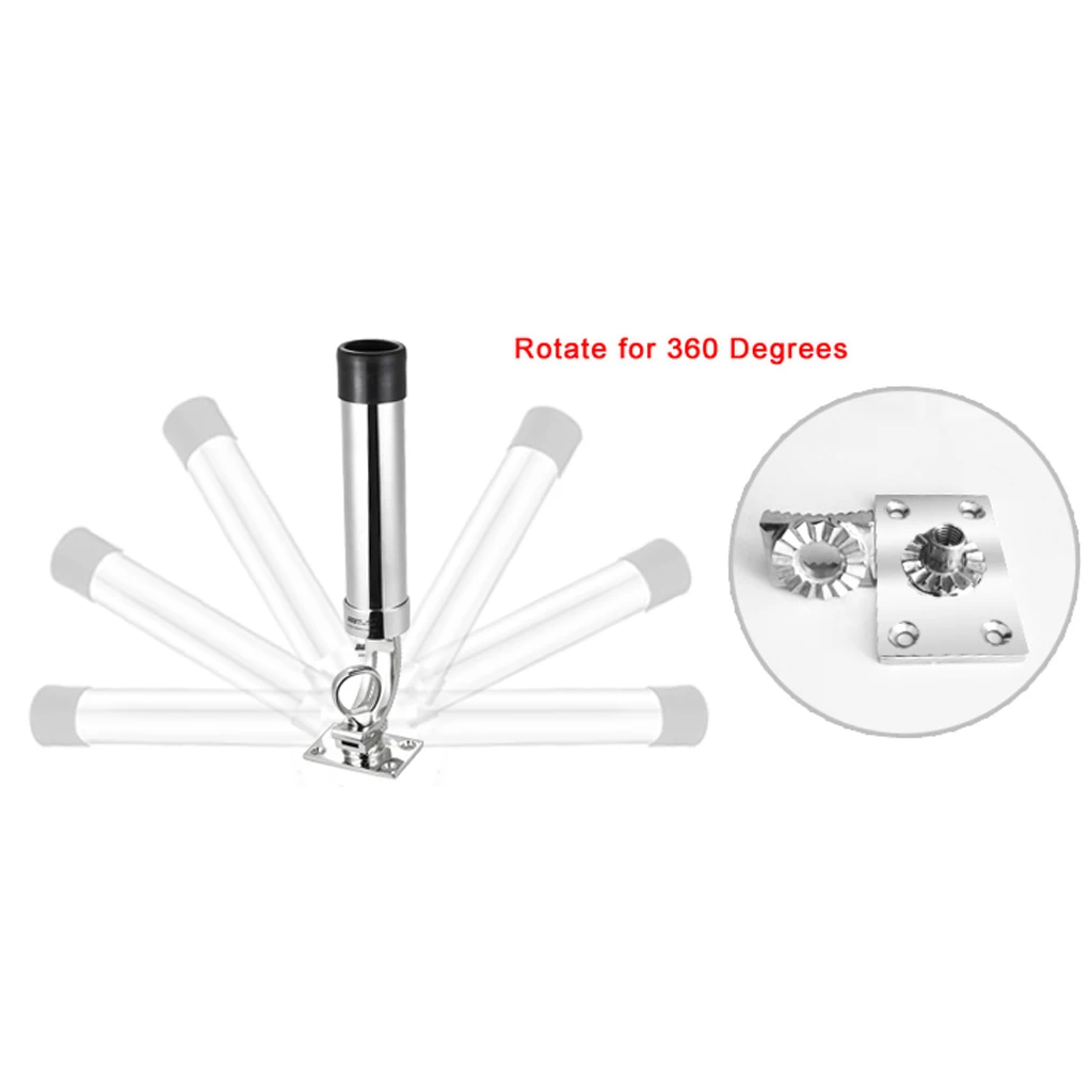 

Heavy Duty 360 Degree Deck-Mount Adjustable Fishing Rod Holder with Square Base - Stainless Steel