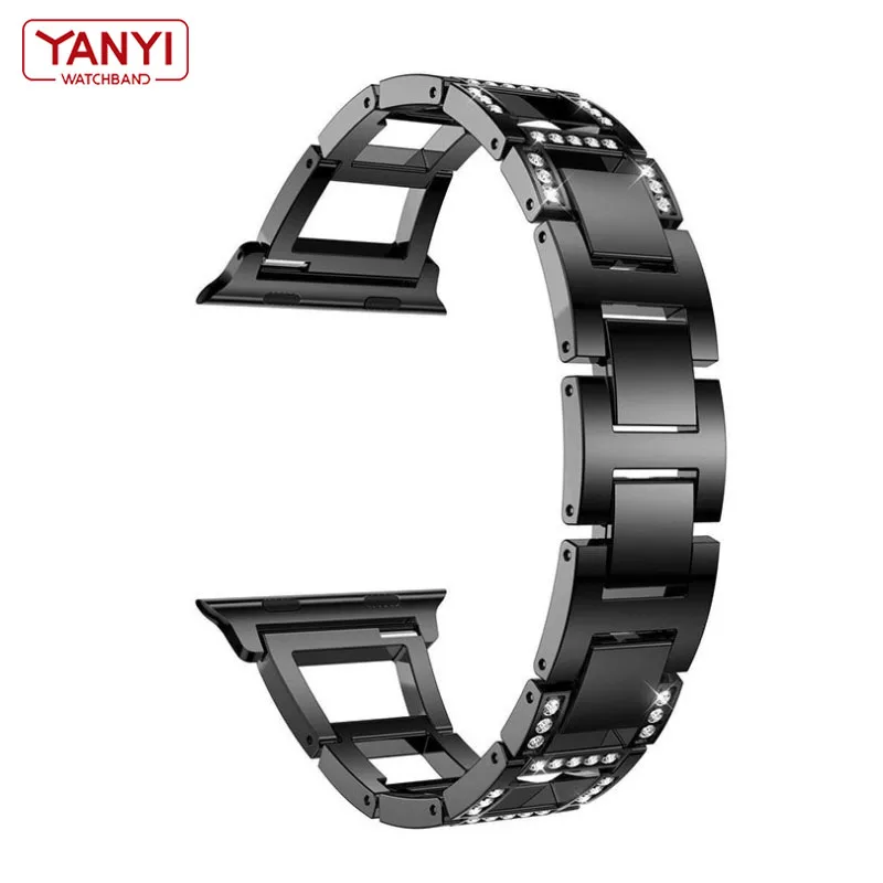 

Inlaid diamond design Stainless steel watchband For Apple Watch Band womens bracelet for iWatch Strap 42MM 38MM 40mm 44mm belt