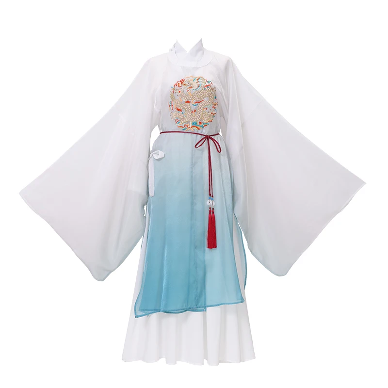 

of cat soul sing Ming hanfu whole suit palace of taeniasis auspicious dragon ruyi moire gradient blue collar robe