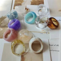 2021 new colourful transparent resin acrylic geometric irregular round rings for women jewelry travel gifts vintage finger ring