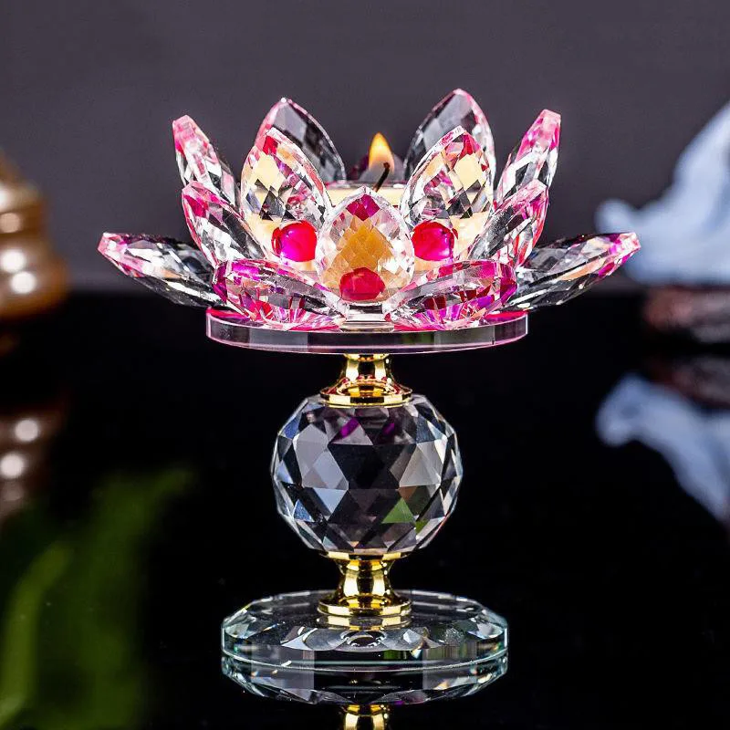 

Modern Candle Holder Crystal Lotus BigTealight Candle Holder Butter Light Lamp Base Holder Candlestick White for Home Decoration