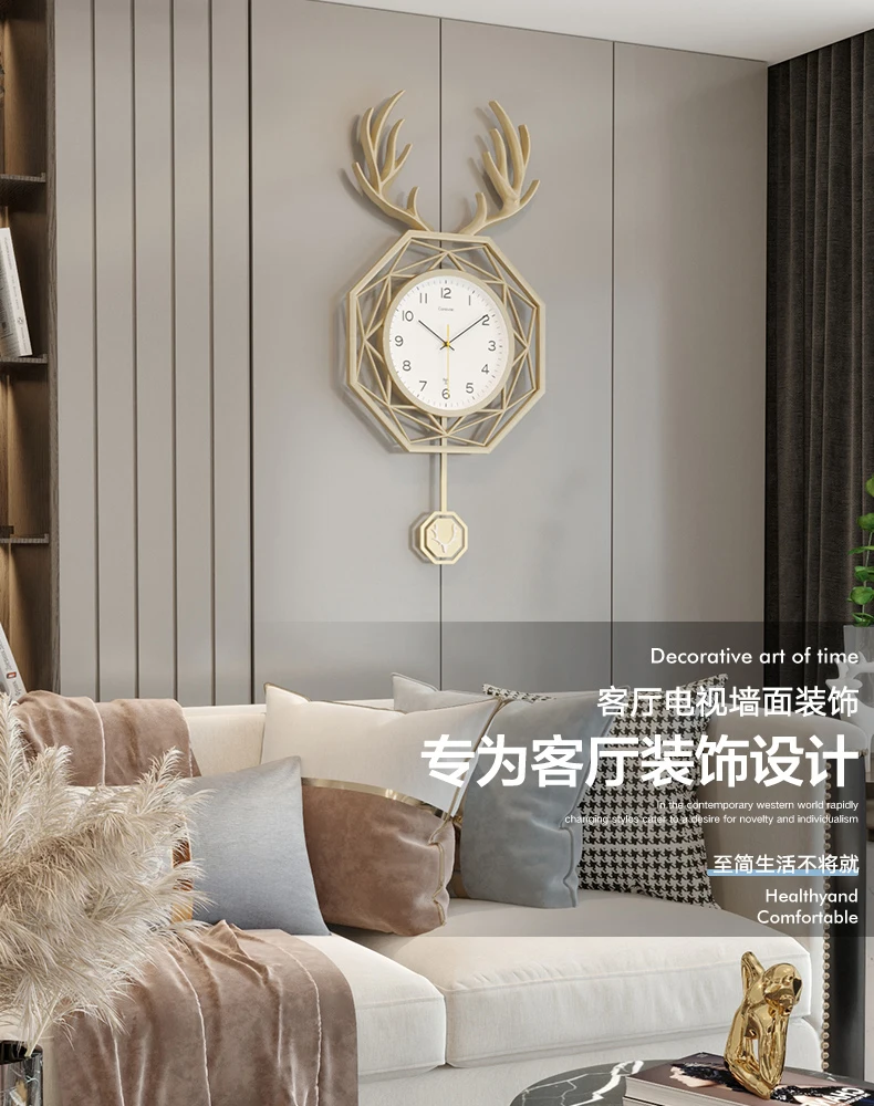 

Nordic Luxury Wall Clock Large Pendulum Living Room Creative Silent Modern Design Quartz Wall Clock Horloge Home Decor DA60WC