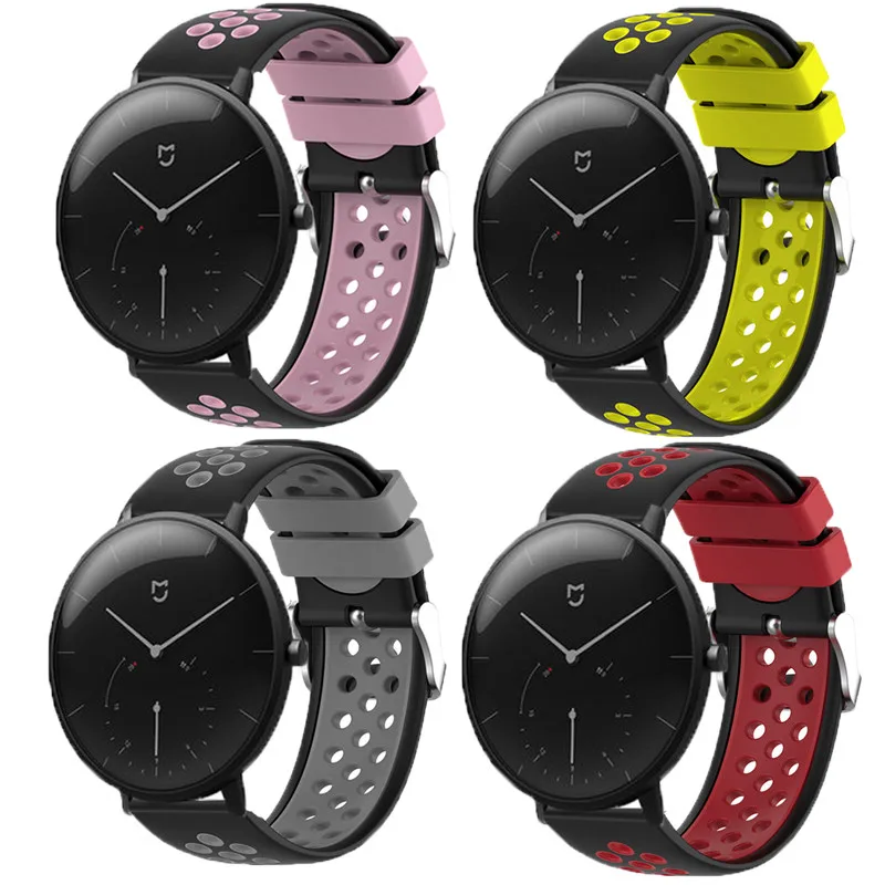 20 мм силиконовые ремешки для xiaomi huami Mijia кварцевый ремешок amazfit bip lite/galaxy Watch 42 мм Активный браслет металлическая пряжка