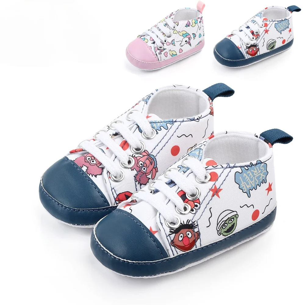 

Baby Toddler Shoes Boys Girls Cartoon Casual Prewalke for Newborn Soft Sole 0-6-12 Months Canvas First Walkers