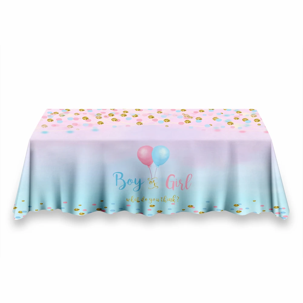 Gender Reveal Party Backdrop & Table Cover Cloth Set Boy Or Girl Gradients Photography Background Studio Supplies Tablecloth