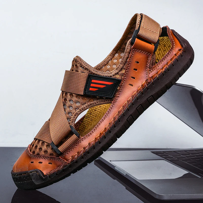 Сандалии Baotou Мужские дышащие повседневная Уличная обувь для отдыха Нескользящие