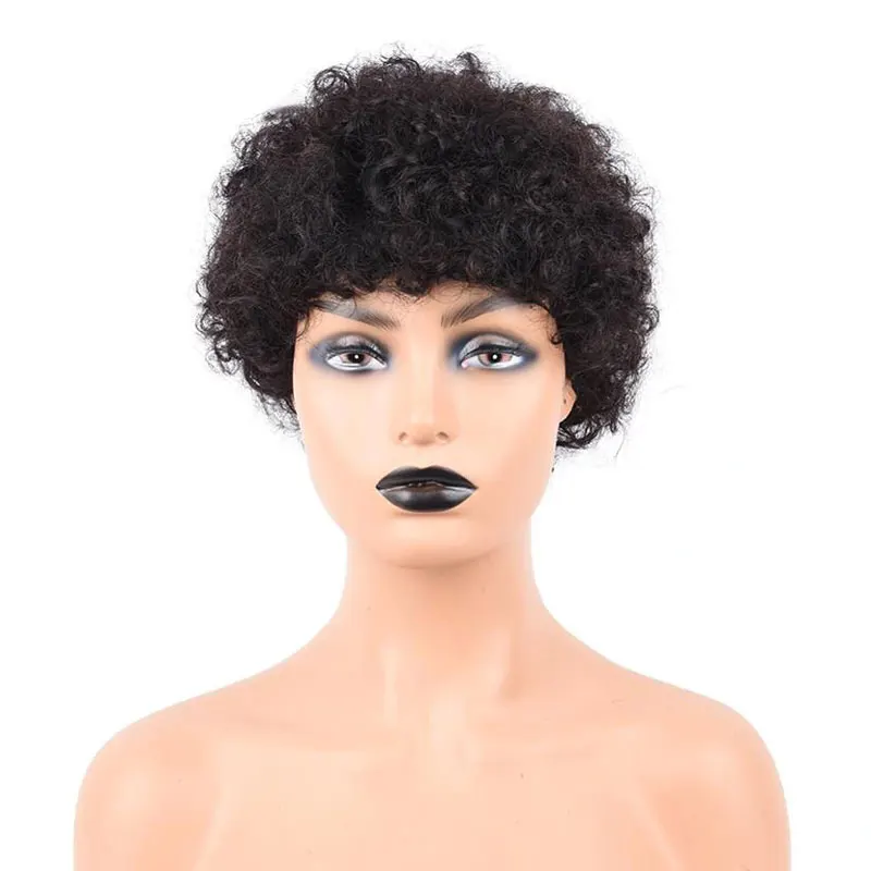 

Puromi короткие парики из человеческих волос афро спиральные курчавые бразильские волосы с разной направленностью кутикулы парики для чернок...