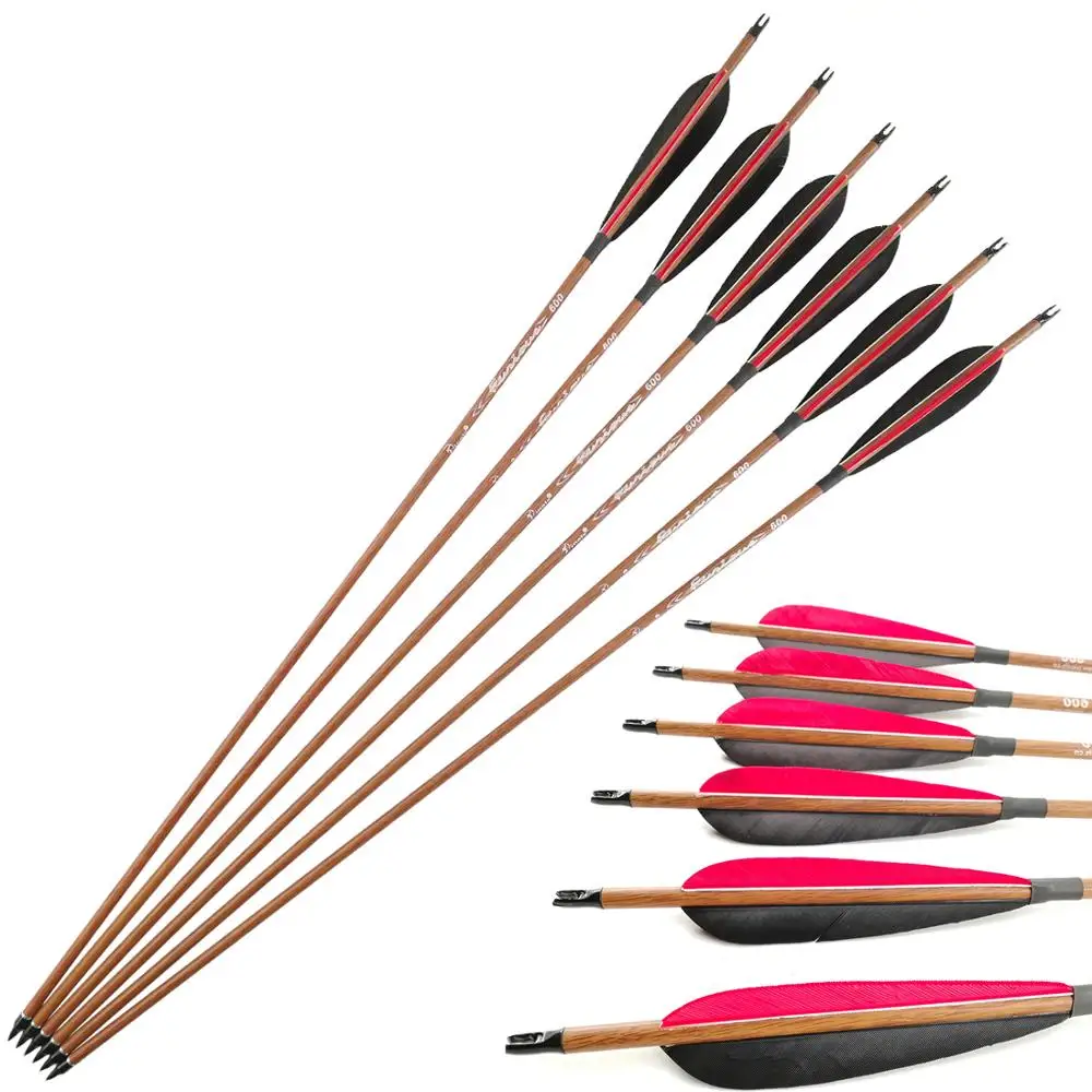 Стрельба из лука деревянные карбоновые стрелы ID 6 2 мм Позвоночник 400 500 600 5