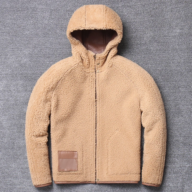 

Winter Sheep Fur Natural Wool Shearling Thick Warm Leather Jacket Mens Sheepskin Coat Plus Size Jackets