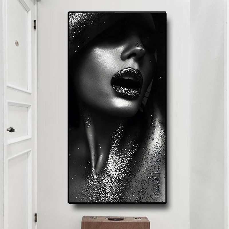 Современная черная пикантная картина маслом для женщин на холсте плакаты и