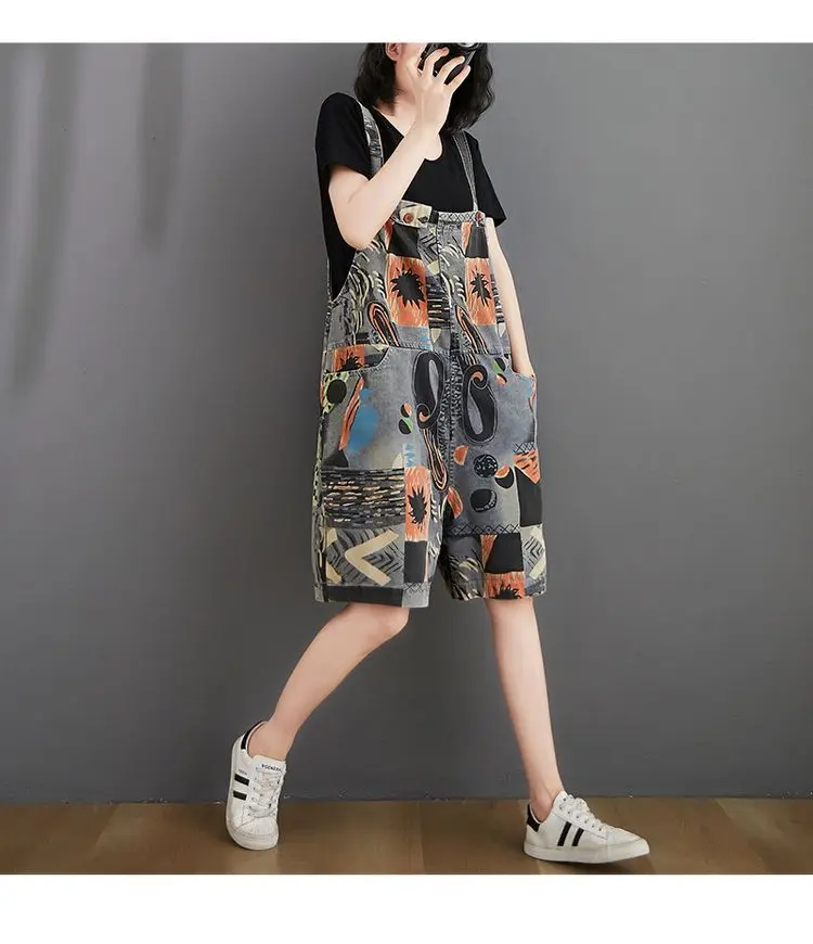 

Denim Rompers Women Harajuku Oversized Korean Summer Casual Suspender Jeans College Girls Playsuits Popular Ladies Streetwear