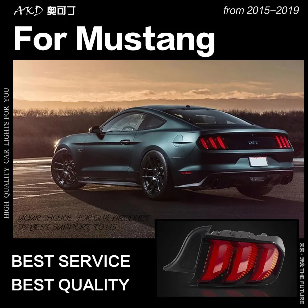 

Car Styling Taillights for Ford Mustang LED Tail Light 2015-2019 Dynamic Tail Lamp DRL Rear Turn Signal Automotive Accessories