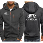 Толстовка мужская с капюшоном, повседневная кофта на молнии, с длинным рукавом, с принтом логотипа автомобиля KIA, в стиле хип-хоп, Харадзюку