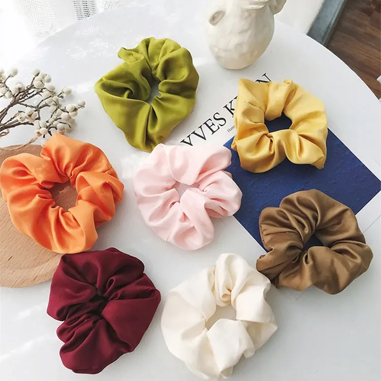 

1Pcs Satin Silk Solid Color Hair Ties Scrunchie Elastic Hair Bands Women Luxury Soft Hair Accessories Ponytail Holder Hair Rope