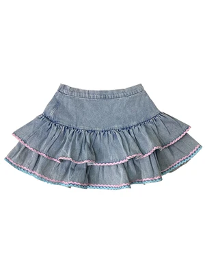 

New Harajuku Girl High Waist Cute Denim Pleated Skirts Summer Preppy Style Lolita Sweet Kawaii Mini Skirts