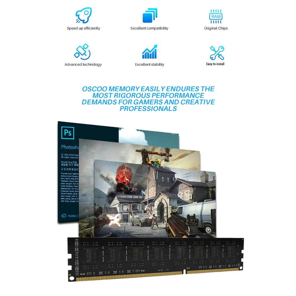 

Goldenfir DDR3 Memory RAM 4/8GB 240Pin Desktop Computer Memory PC Motherboard 1333/1600MHz No ECC 1.5V DDR3 RAM Memory Module