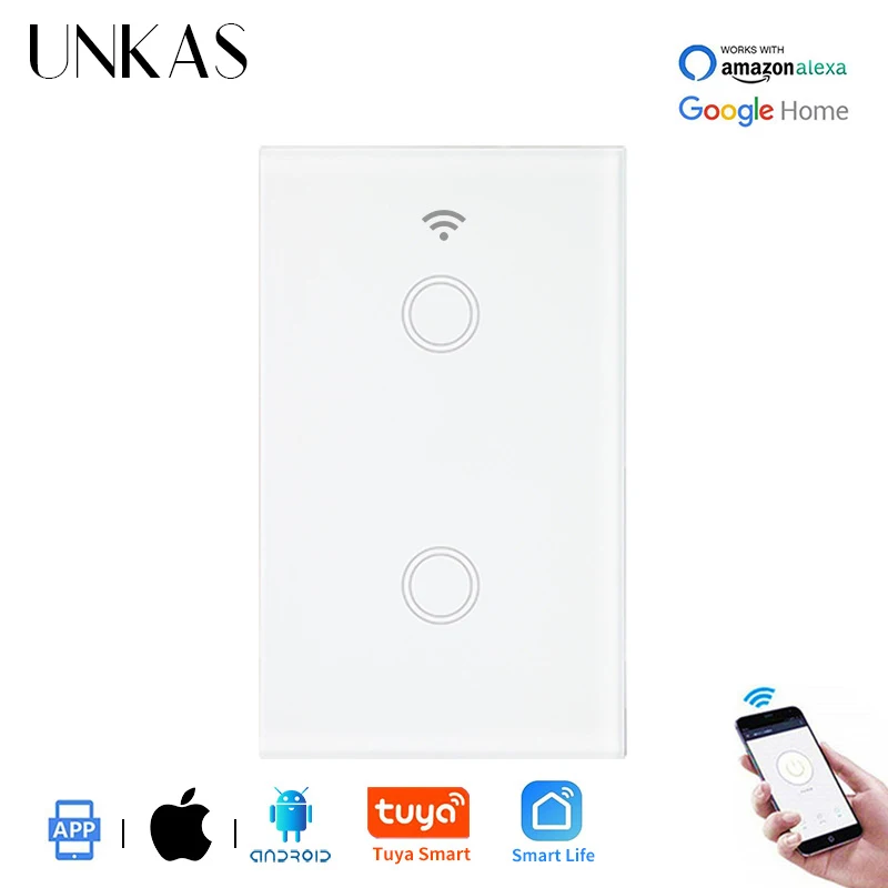 UNKAS нам Стандартный Tuya Smart Life Wi-Fi Смарт настенный сенсорный светильник