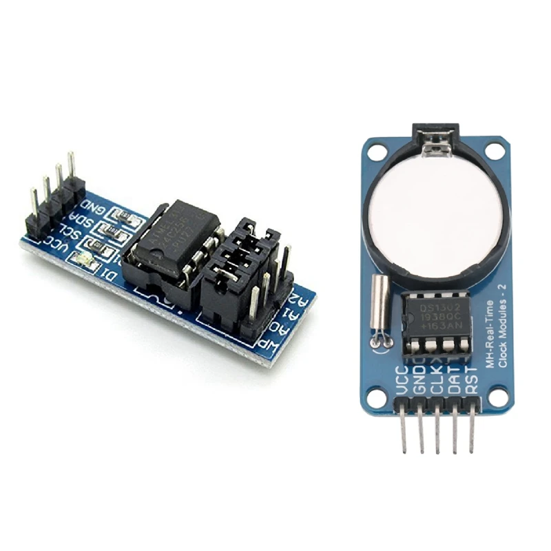 

1 Pcs DS1302 Clock Module With Battery Real-Time Clock Module & 1 Pcs AT24C256 I2C Serial EEPROM Data Storage Module