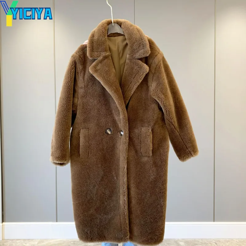 

Женский меховой жилет YICIYA Max, утепленное пальто из натуральной шерсти с медведем