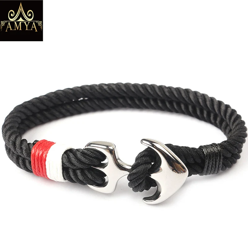 Браслет с якорем из нержавеющей стали AMYA темно синие браслеты для женщин мужчин