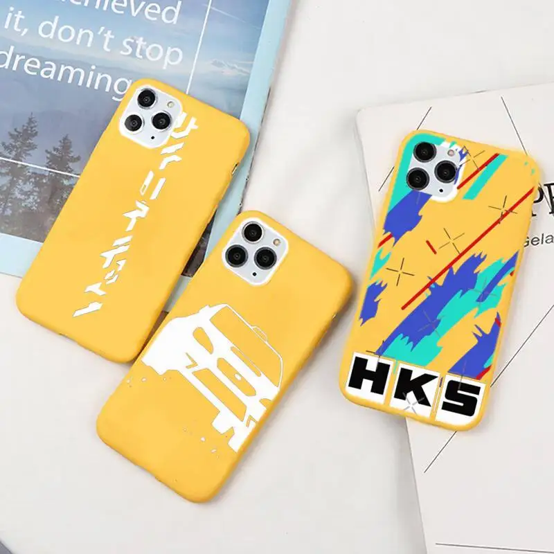 

HKS Japan AE86 Cool Phone Case For IPhone 6 6s 7 8 Plus X Xs Xr Xsmax 11 12 Pro Promax 12mini Candy Yellow Silicone Cover