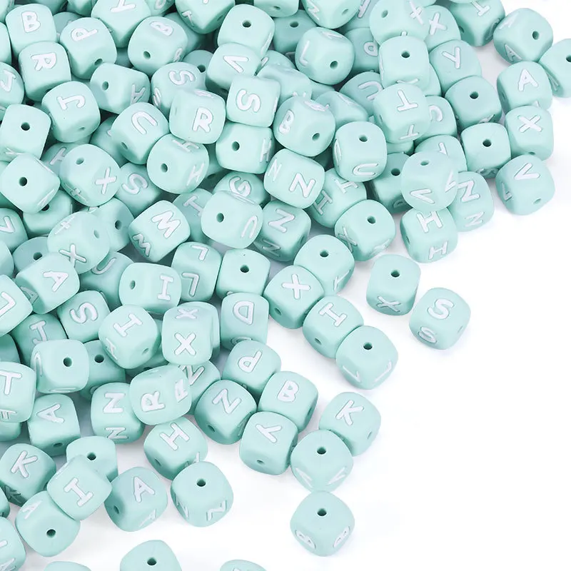 Kissteether-Cuentas de letras de silicona de grado alimenticio, 10 piezas, 12mm, para mascar, dentici&oacute;n, juguetes para beb&eacute;s, abalorios, bricolaje, 26 letras-2