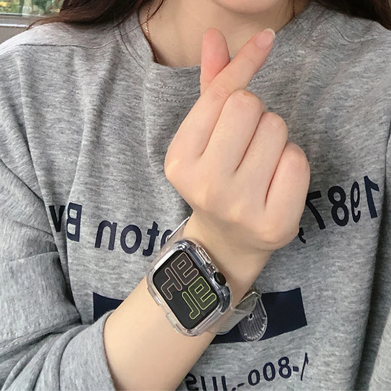 Ремешок силиконовый прозрачный для apple watch Band 5 4 3 сменный спортивный браслет iwatch