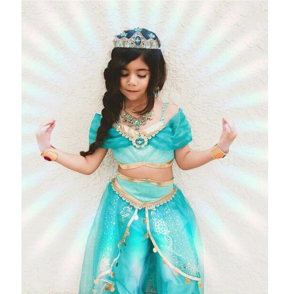Прекрасные наряды для детей Lovely Aladdin Jasmine Princess Halloween Girls Clothes Sets Cosplay Costume Party Outfits Overalls 3-8Y