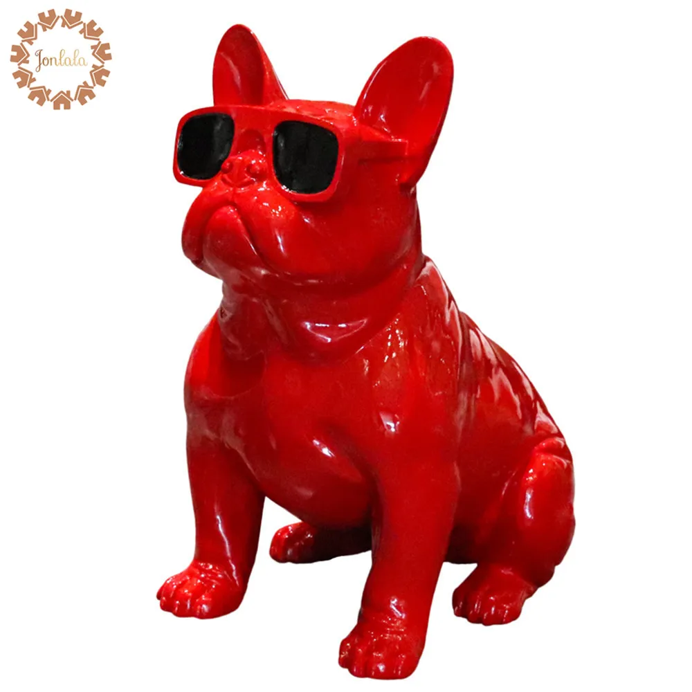 

Современные художественные очки бульдог украшение стола большой размер бульдог Собака имитация смолы бульдог украшения Статуя искусствен...