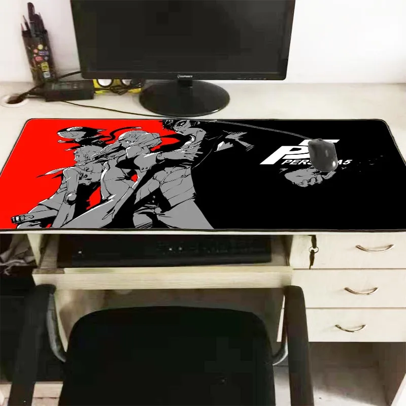 Большой Настольный коврик для мыши Mairuige Persona 5 из аниме с фиксируемой кромкой