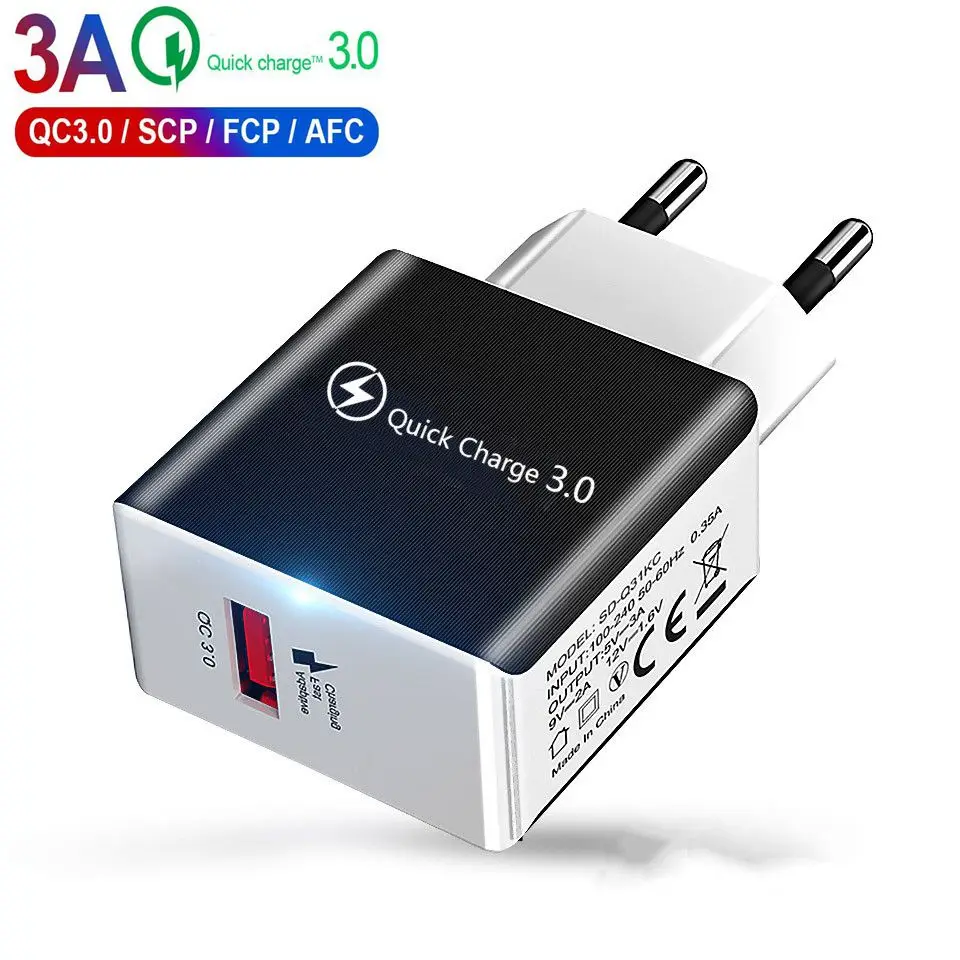 Сетевое зарядное устройство с USB-портом для быстрой зарядки 3 0 iPhone 11X8 7 iPad Samsung S9 S8