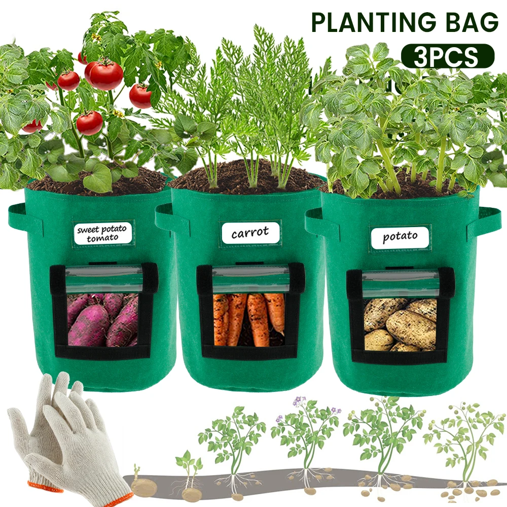 

3pcs 7 Gallons Plant Grow Bags home garden Potato pot greenhouse Vegetable Growing Bags Moisturizing jardin Vertical Garden Bag