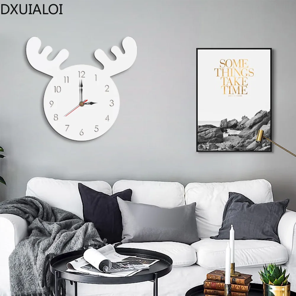 Резные настенные часы с оленем для дома гостиной украшения аксессуары